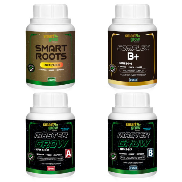 Combo Vegetativo Smart Grow - 250ml (GrowA + GrowB + SmartRoots + ComplexB+)