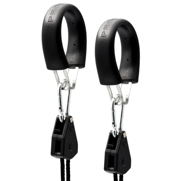 Procuf Garden Highpro com capacidade de suspensão de 84kg por par, adaptável a tubos de até 5cm de diâmetro, ideal para suspender equipamentos pesados em cultivos indoor.