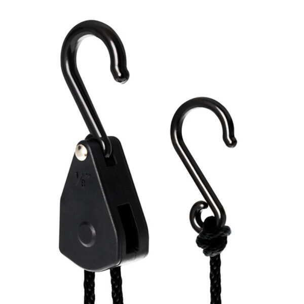 Light Hanger Garden Highpro com capacidade de suspensão de 5kg por par, regulagem milimétrica e cabo de 105cm, ideal para suspender equipamentos de iluminação, filtros e exaustores em cultivos indoor.