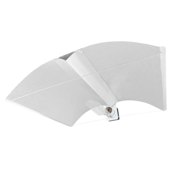 Refletor Garden Highpro PearlPro XL com design asa de gaivota, fabricado em alumínio europeu de alta pureza e equipado com barras separadoras para otimizar a distribuição da luz em cultivos indoor.