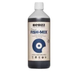 Fish Mix Biobizz 1L, fertilizante orgânico que acelera o crescimento das plantas e enriquece o solo com microrganismos benéficos em grandes cultivos.