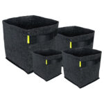 Vaso de feltro quadrado de 15 litros com alças reforçadas da Garden Highpro Propot, ideal para promover um excelente desenvolvimento radicular e facilitar o transporte no cultivo indoor.