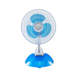 Ventilador pequeno branco da Ventisol Mini de 20cm, com opção de uso como ventilador de mesa ou de clipe, oferecendo duas velocidades de ventilação.