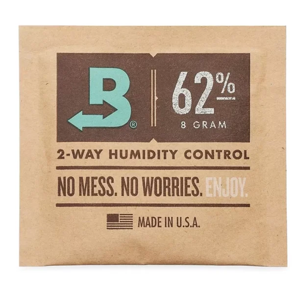 Sachê Boveda 62% - 1g, ideal para controle preciso da umidade e conservação de ervas.