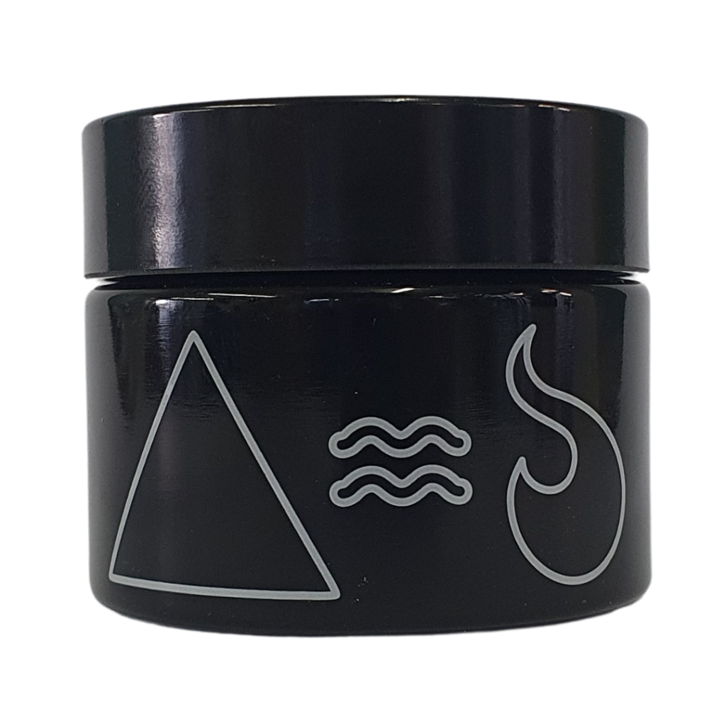 Pote de Vidro UV Squadafum 50ml, ideal para armazenar ervas e cremas com máxima proteção contra luz e umidade.