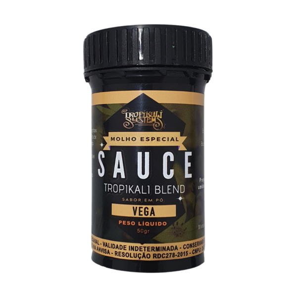 Embalagem de 50g do Adubo Orgânico Tropikali Sauce Vega, um booster artesanal para crescimento e floração.