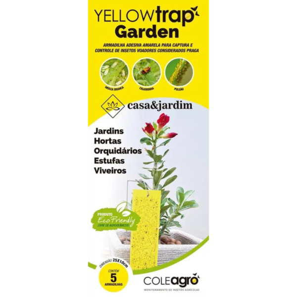 Armadilha Adesiva Amarela Mini Garden para controle de insetos em hortas e jardins.