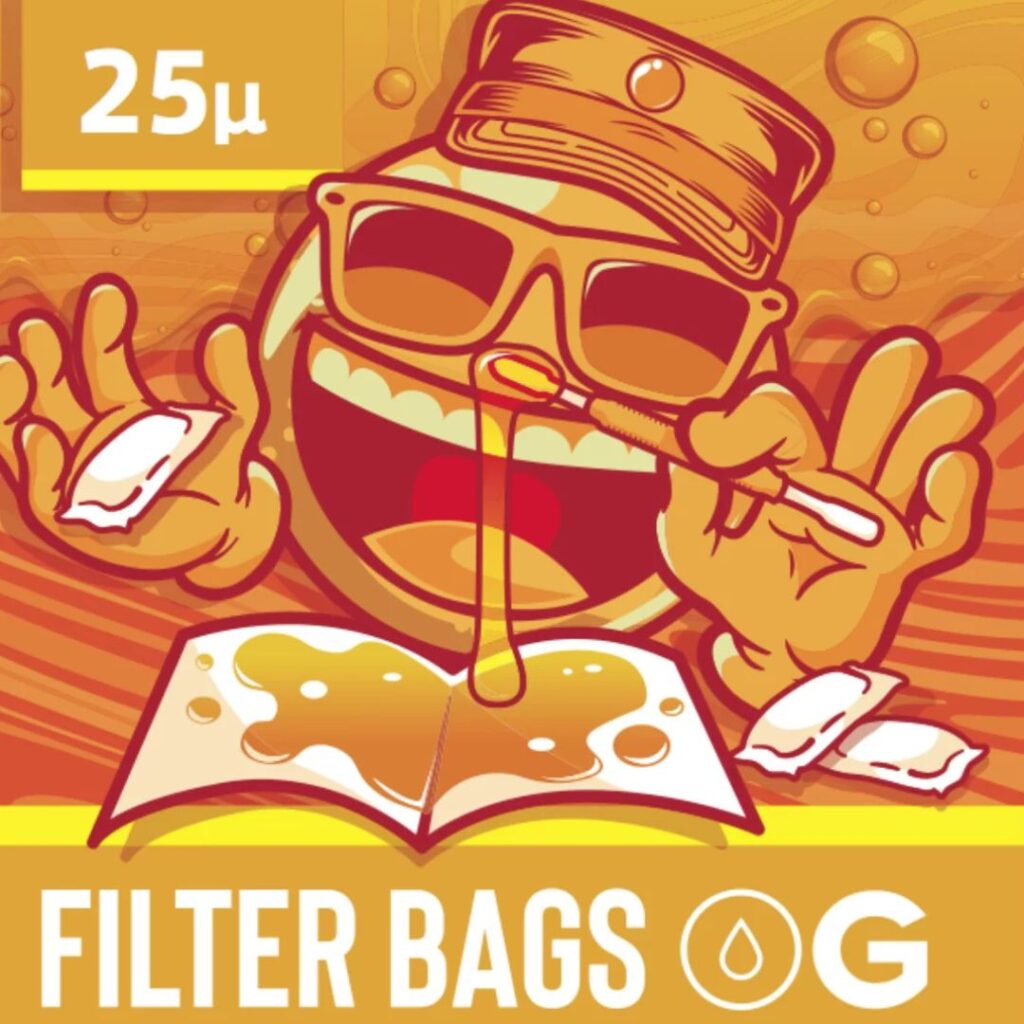 Bolsa Filtro de Rosin Overgrow 25 microns, costura amarela, resistente ao calor – pacote com 10