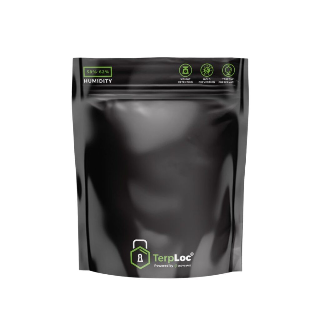 Grove Bag Overgrow 450g, saco para cura e armazenamento de ervas com tecnologia de controle de umidade.