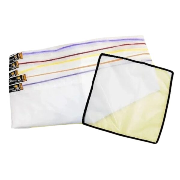 Kit com cinco bags de extração PRO de 5 litros e uma tela de secagem de 25u, ideal para filtragem de resinas vegetais em menor escala.