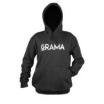 Moletom Canguru com Capuz GRAMA Preto com bolso frontal e estampa discreta
