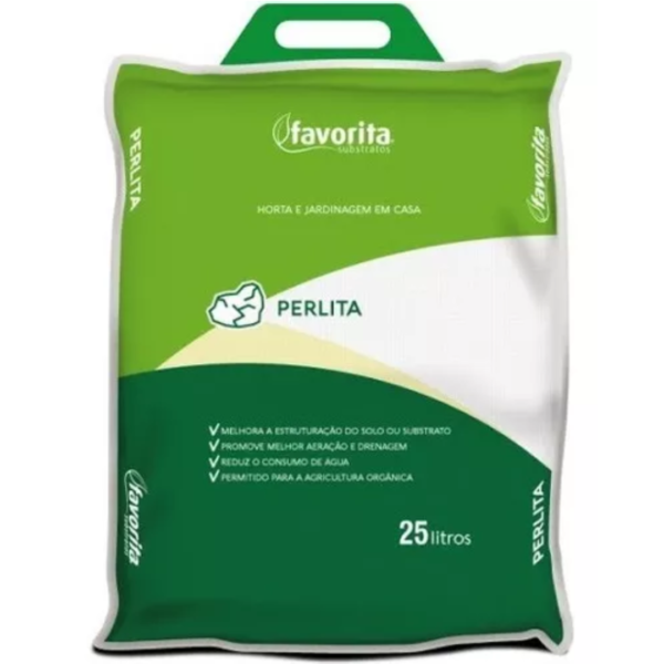 Perlita Expandida G Favorita 25L – substrato ideal para melhorar a drenagem e oxigenação do solo.