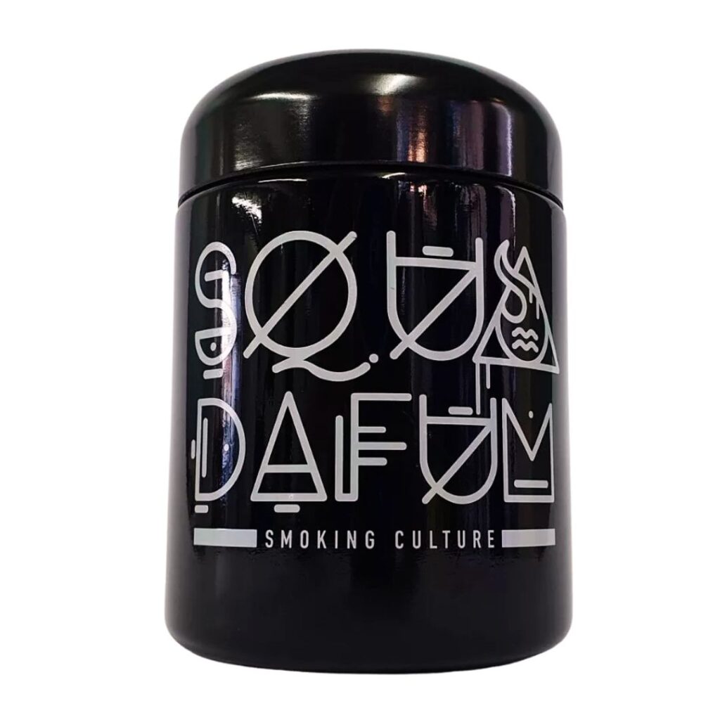 Pote de Vidro Ultravioleta Squadafum 100ml com proteção UV e fechamento hermético.