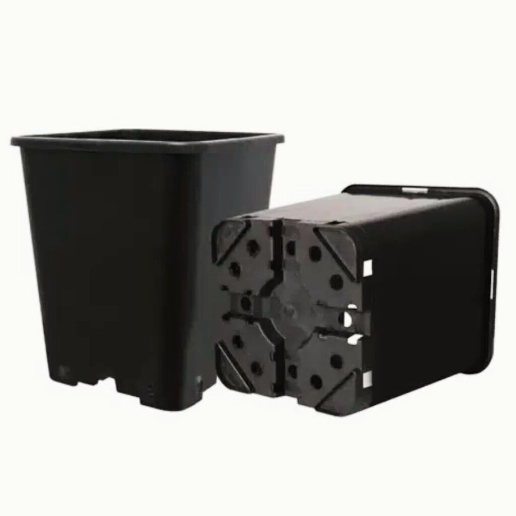 Vaso quadrado Vivosun 5L para cultivo indoor, fabricado em plástico PP de alta densidade