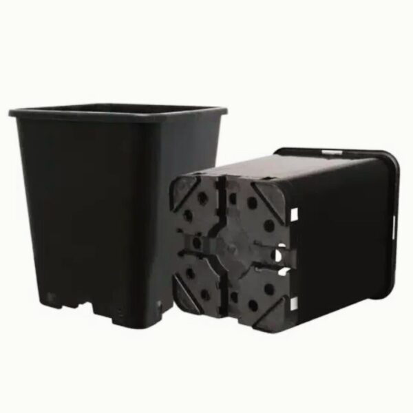 Vaso quadrado Vivosun 5L para cultivo indoor, fabricado em plástico PP de alta densidade