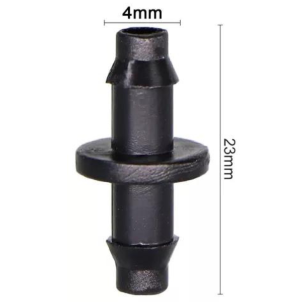 Conector Flecha x Flecha 4mm para sistemas de irrigação e gotejamento.