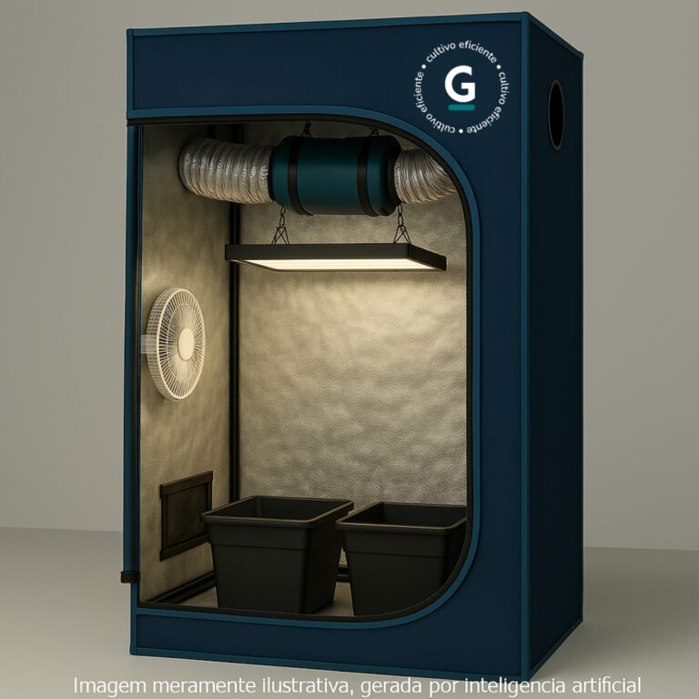 Monte seu Kit Cultivo Completo 2 Plantas para produção indoor com estufa, LED, ventilação e vasos GRAMA.