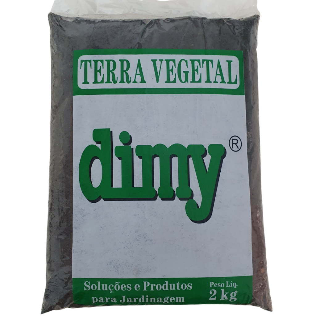 Saco de Terra Vegetal Dimy 2kg com composto orgânico e turfa para plantio em vasos