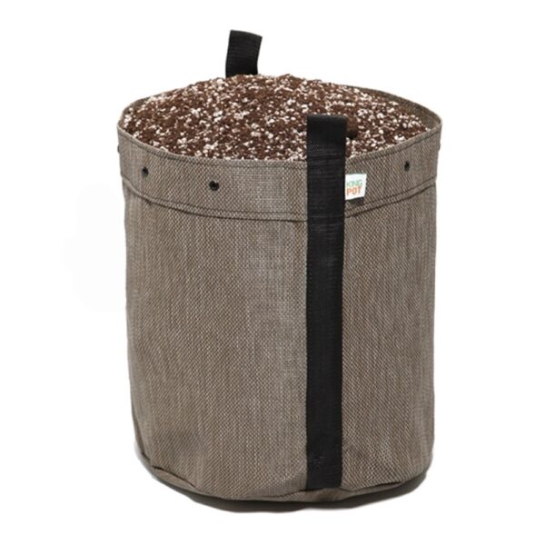 Vaso de tela King Pot 15L bege – Melhor drenagem e oxigenação para raízes mais saudáveis.