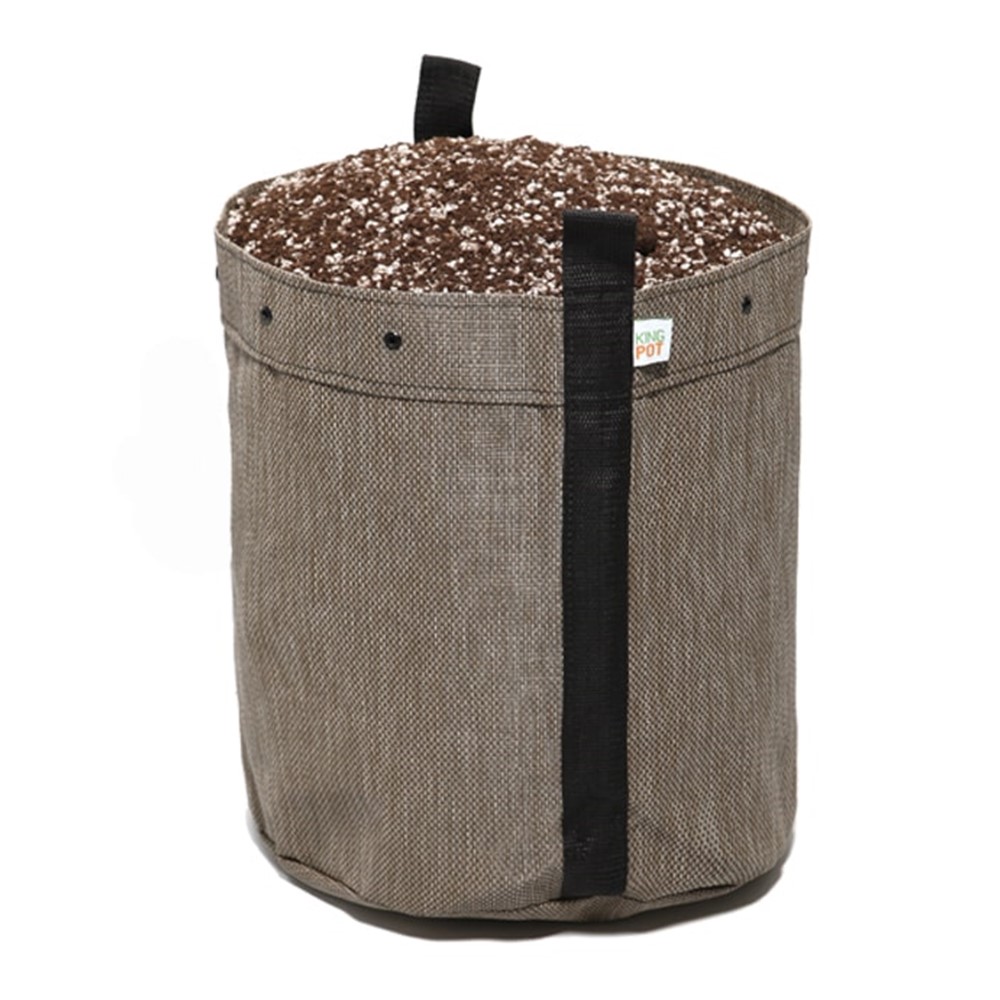 Vaso de tela King Pot 15L bege – Melhor drenagem e oxigenação para raízes mais saudáveis.