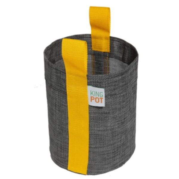Vaso de tela King Pot 15L cinza – Melhor drenagem e oxigenação para raízes mais saudáveis.