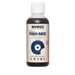 Fish Mix Biobizz 250ml, fertilizante orgânico que acelera o crescimento das plantas e enriquece o solo com microrganismos benéficos.
