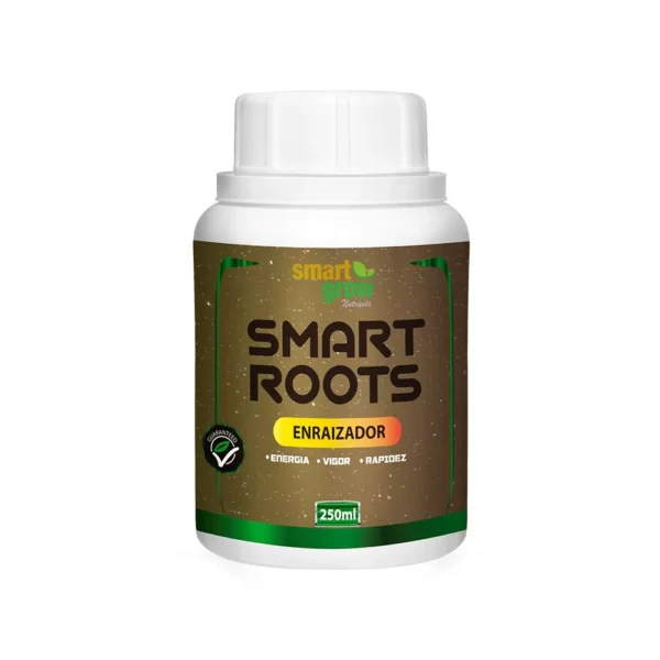 Smart Roots Smart Grow 250ml, expansor de raízes que maximiza a função radicular, estimula a absorção de nutrientes e promove crescimento acelerado e colheitas abundantes em diversos sistemas de cultivo.