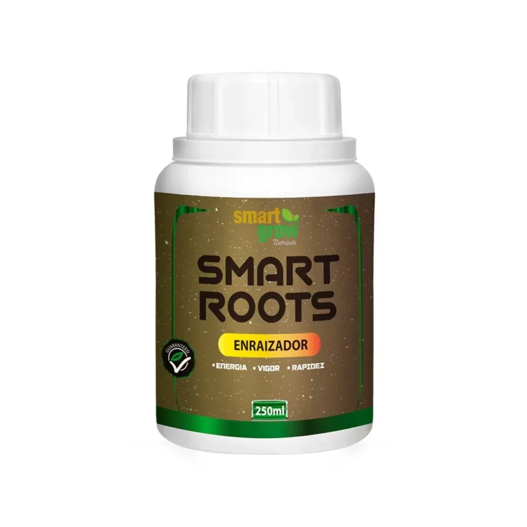 Smart Roots Smart Grow 250ml, expansor de raízes que maximiza a função radicular, estimula a absorção de nutrientes e promove crescimento acelerado e colheitas abundantes em diversos sistemas de cultivo.