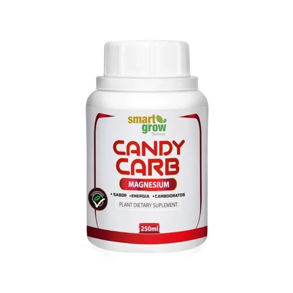 Candy Carb Smart Grow 250ml, fertilizante que fornece energia e açúcares para plantas, aumentando a produção e melhorando o sabor dos frutos.