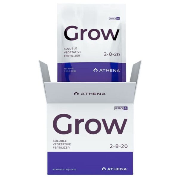 Athena Pro Grow 0,9kg, fertilizante solúvel para crescimento vegetativo forte em cultivos de menor escala.