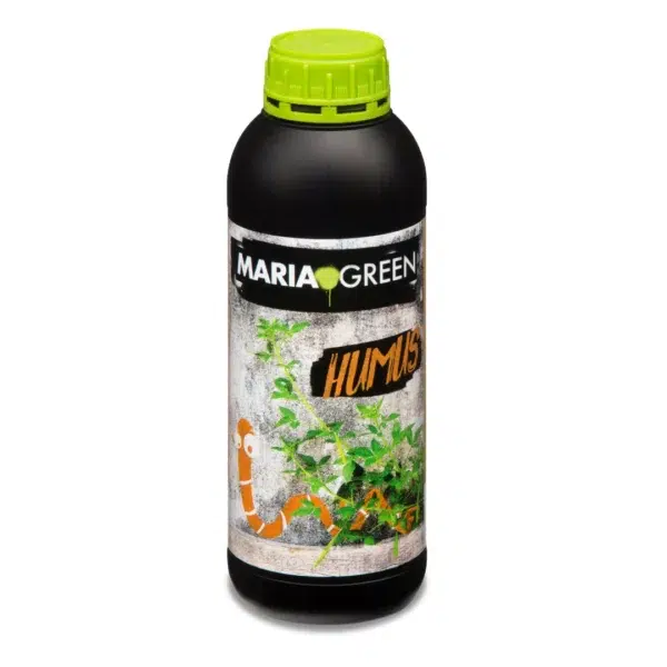 Húmus Líquido Maria Green 1L, fertilizante orgânico para melhorar o substrato e fortalecer as plantas.