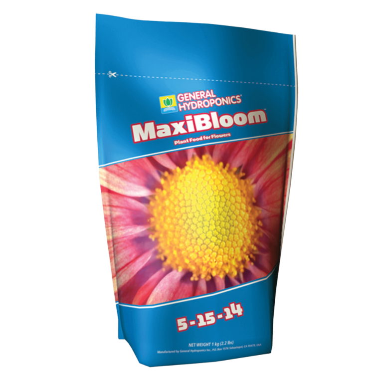 MaxiBloom General Hydroponics 1 kg, fertilizante em pó para floração abundante.