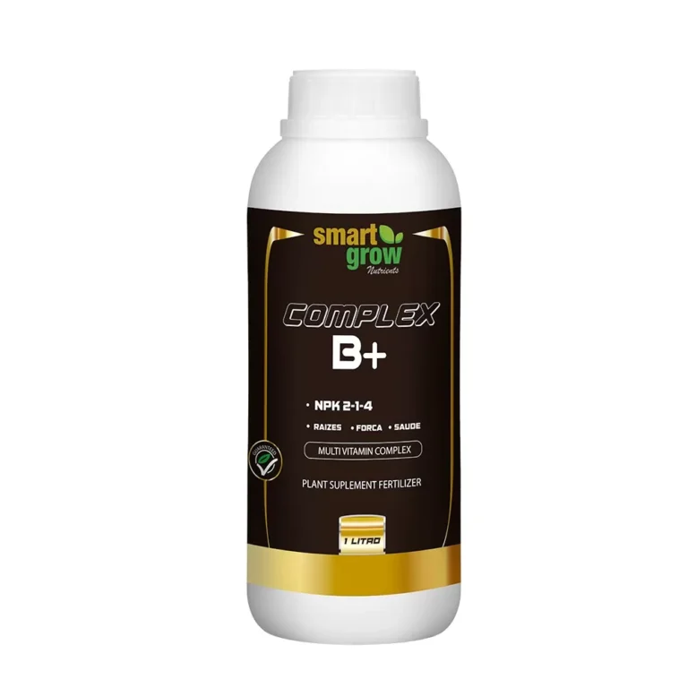 Complex B+ Smart Grow 1L, polivitamínico para plantas com ácidos húmicos e fúlvicos, vitaminas B e D, para raízes fortes e plantas resistentes.