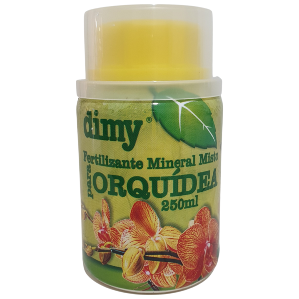 Fertilizante Orquídea Dimy 250ml, nutrição completa para orquídeas.