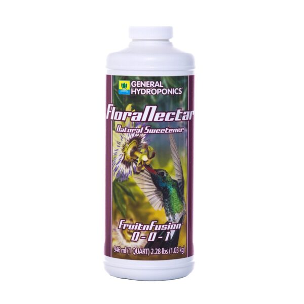 FloraNectar FruitnFusion General Hydroponics 946ml, intensifica sabor e aroma, estimula microrganismos benéficos e promove frutificação.