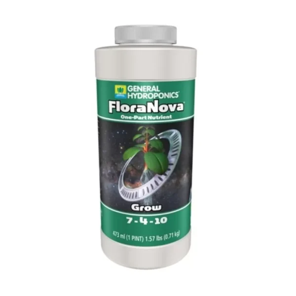 FloraNova Grow General Hydroponics 473ml, fertilizante líquido concentrado para crescimento vigoroso, NPK 7-4-10, aumenta produtividade em diversos cultivos.