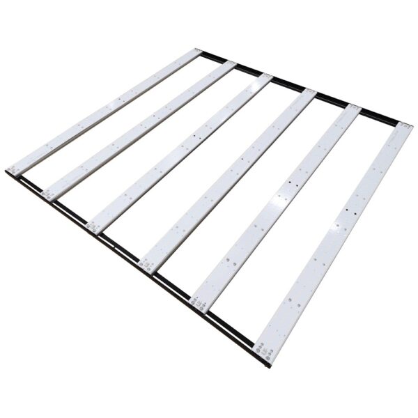 Painel de LED Samsung Quantum Barra Master Plants 650W, com seis barras de luz, o driver Mean Well, e o cabeamento visíveis, pronto para instalação.