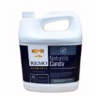 Frasco do Fertilizante Remo Natures Candy em diferentes tamanhos (250ml, 1L, 4L, 10L), com a marca Remo Nutrients em destaque.