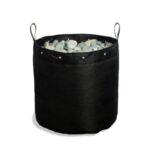 Vaso Malha PVC Biocultivo BioBag de 250 litros, mostrando a estrutura de malha que permite a oxigenação e o desenvolvimento radicular.