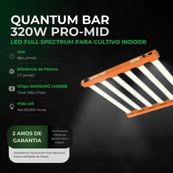 Painel de LED Quantum Bar 320W Pro Mid Masterplants (2)