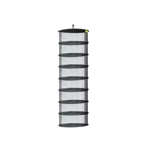 Cesta de secagem suspensa Garden Highpro Prodry Basic de 90cm, mostrando seus 8 andares em malha de nylon, ideal para otimizar o espaço.