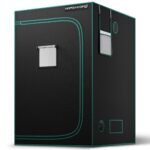 Estufa de cultivo indoor Mars Hydro, com dimensões 120x120x200cm, mostrando sua estrutura robusta de metal e a lona preta. Ideal para uso em ambientes internos.