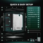 Estufa de cultivo indoor Mars Hydro, com dimensões 150x150x200cm, mostrando sua estrutura robusta de metal e a lona preta. Ideal para uso em ambientes internos.