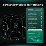 Estufa de cultivo indoor Mars Hydro, com dimensões 150x150x200cm, mostrando sua estrutura robusta de metal e a lona preta. Ideal para uso em ambientes internos.