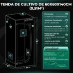 Estufa de cultivo indoor Mars Hydro, com dimensões 60x60x140cm, mostrando sua estrutura robusta de metal e a lona preta. Ideal para uso em ambientes internos.