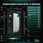 Estufa de cultivo indoor Mars Hydro, com dimensões 60x60x140cm, mostrando sua estrutura robusta de metal e a lona preta. Ideal para uso em ambientes internos.