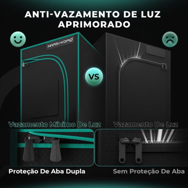 Estufa de cultivo indoor Mars Hydro, com dimensões 60x60x140cm, mostrando sua estrutura robusta de metal e a lona preta. Ideal para uso em ambientes internos.