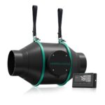 Exaustor de duto Mars Hydro de 4 polegadas (100mm), com seu controlador de termostato digital, cabo de energia e suportes.