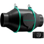 Exaustor de duto Mars Hydro de 4 polegadas com controlador de velocidade e design cilíndrico.