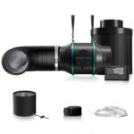 Exaustor de duto Mars Hydro de 6 polegadas (150mm), com seu controlador de termostato digital, cabos de energia e suportes de montagem.